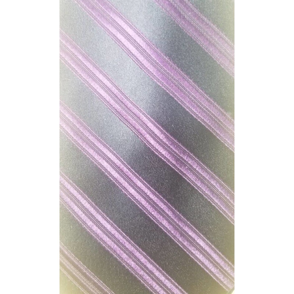 CLAIBORNE Men's Tie Black Purple Striped Necktie 100% Silk 57" X 3" NWOT